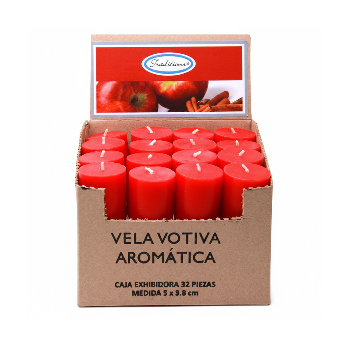 Vela Votiva Aromática 32 Pzas Manzana Canela