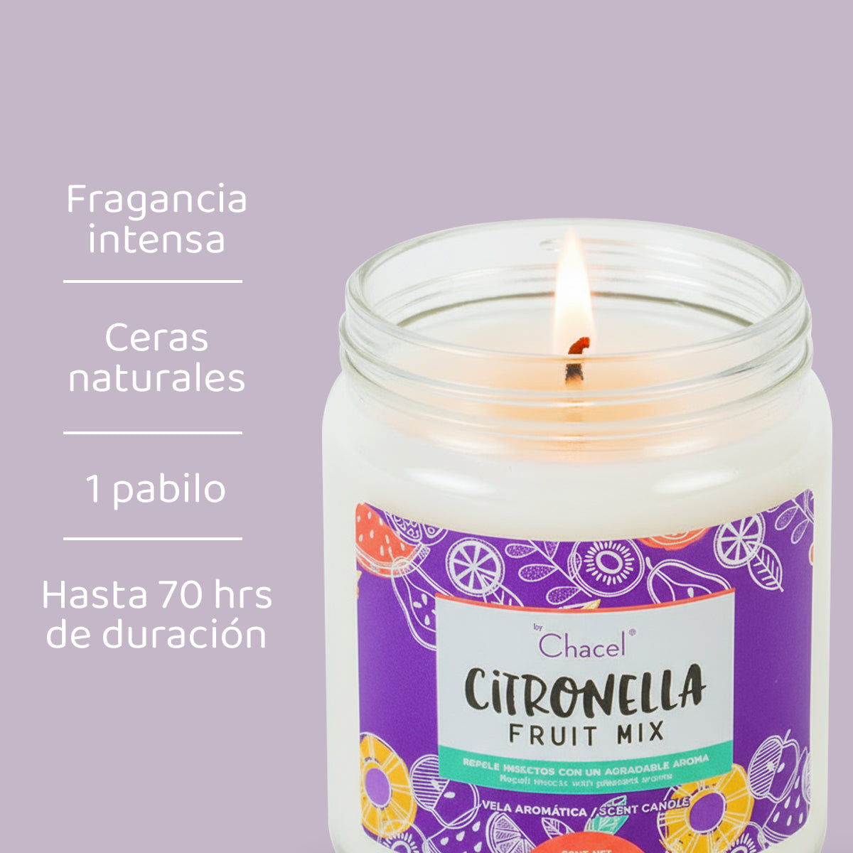 Vela Citronela Antimosquitos Fruit Mix Grande