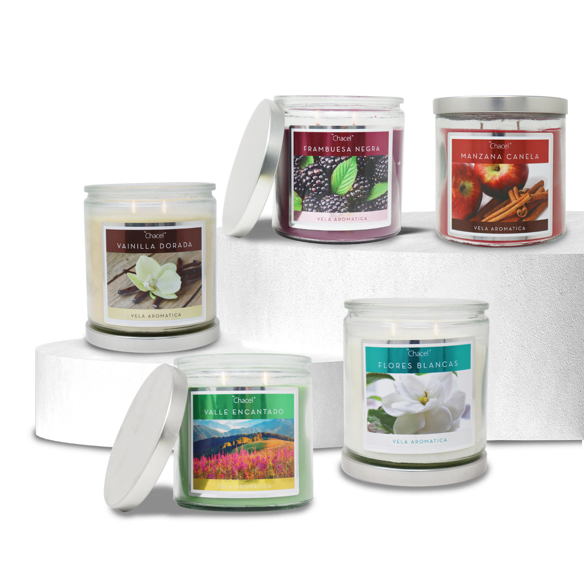 Vela Classic Flores Blancas Grande