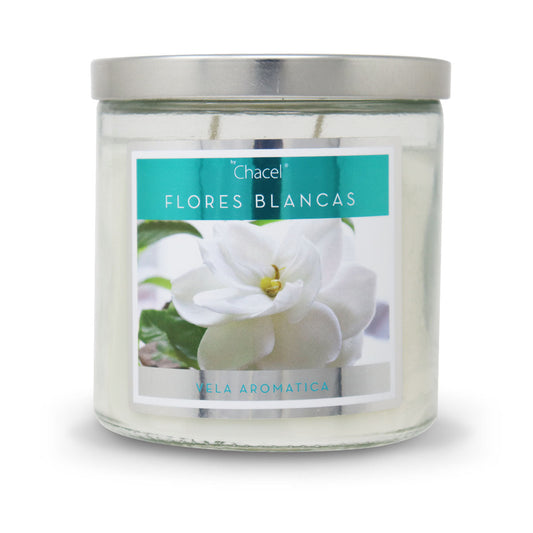 Vela Classic Flores Blancas Grande