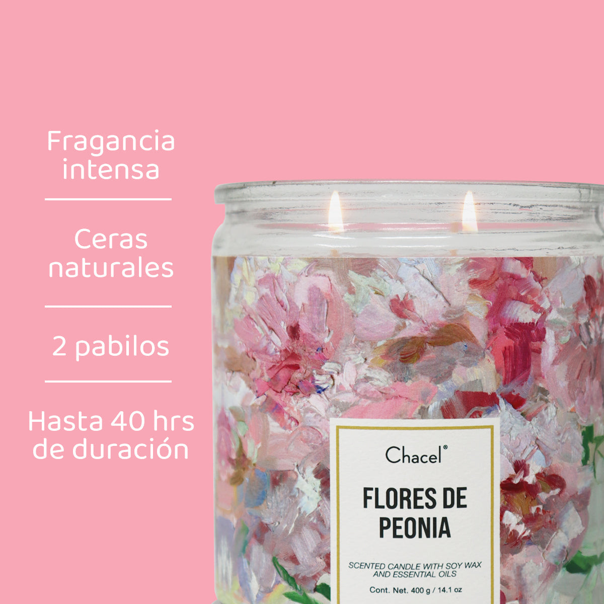 Vela Óleo Flores de Peonia