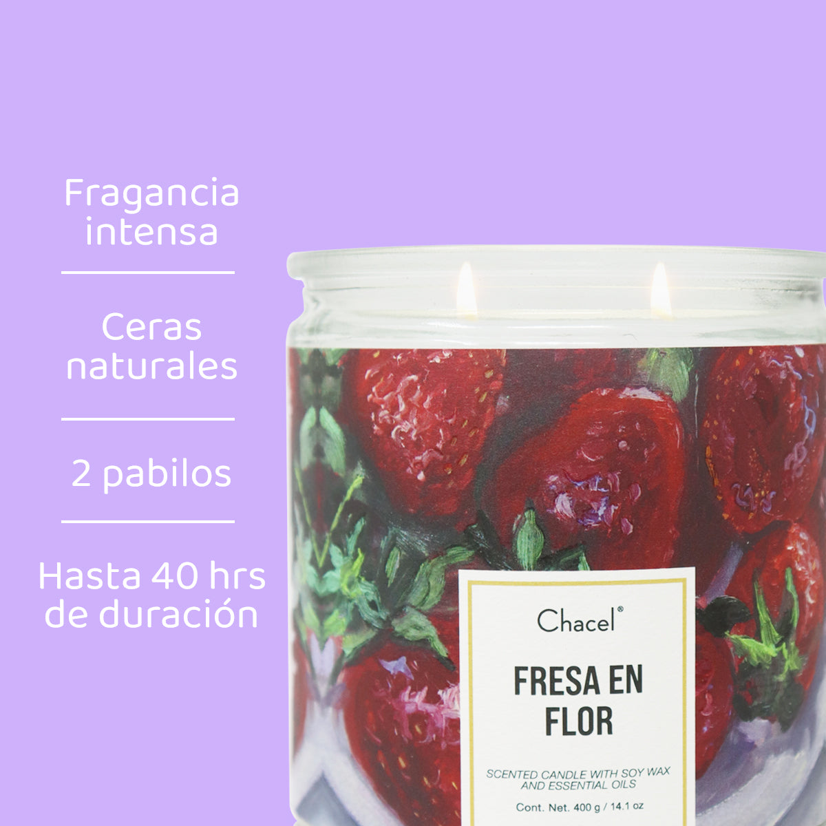 Vela Óleo Fresa en Flor