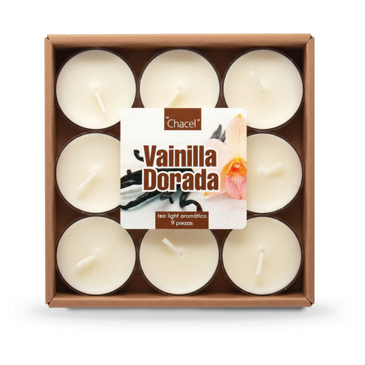 Tea Light Aromática 9 Pzas Vainilla Dorada